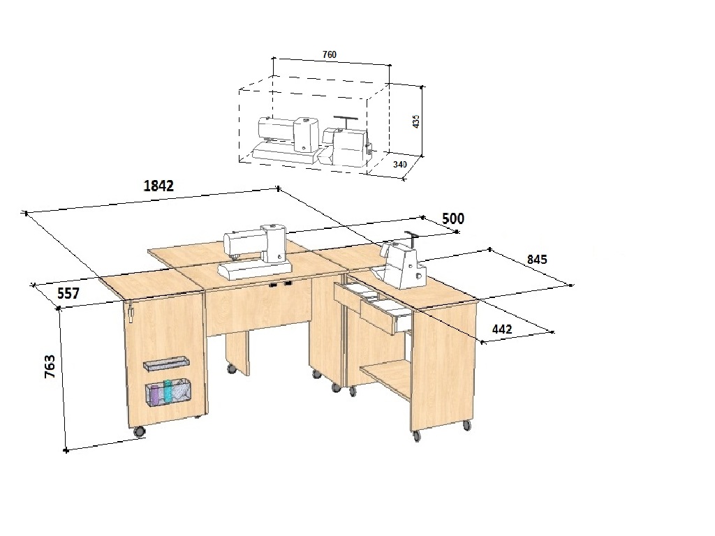 Размер стола швейной машины